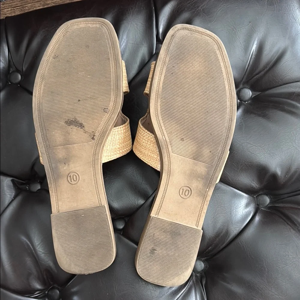 a new day Tan Raffia Slide Mules
